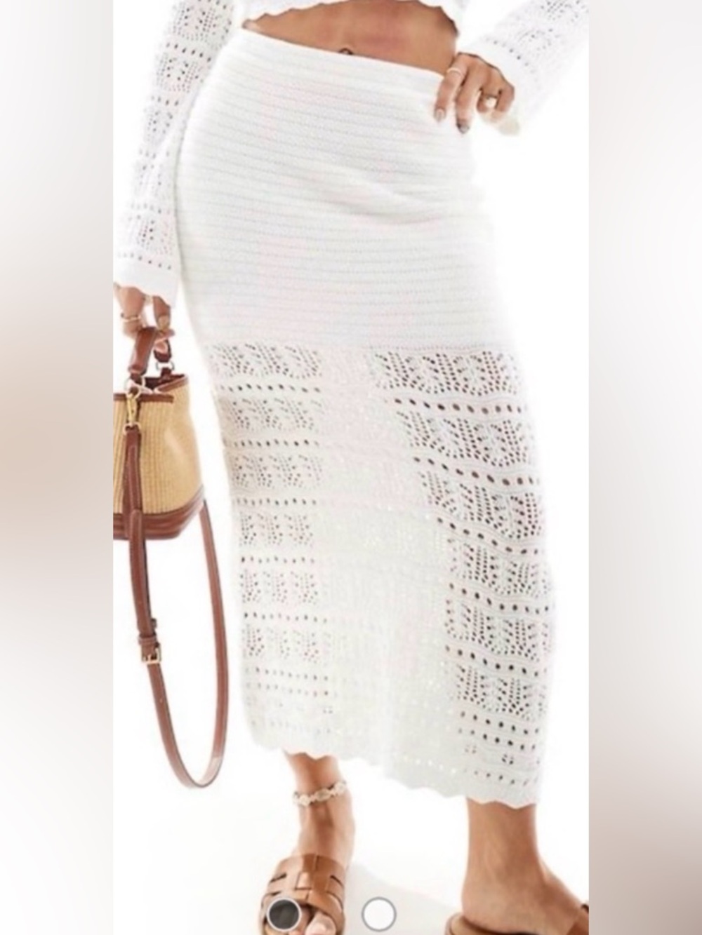 Hollister Crochet Cream Knit Lace Skirt